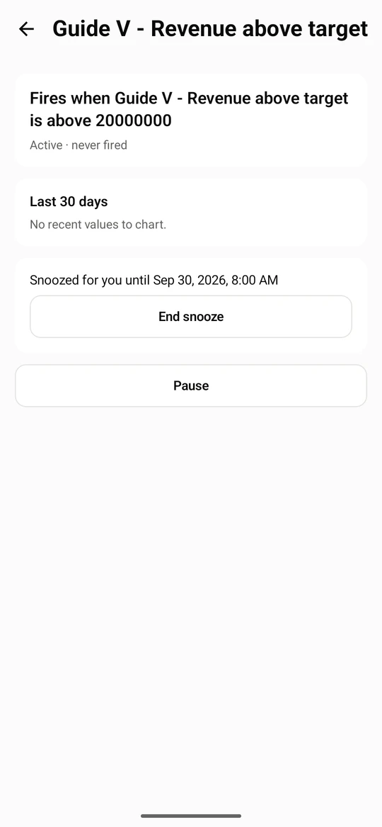 Snooze for me stops push and email to you for 1 hour, Until 8 AM or 1 week. The rule keeps firing for everyone else.