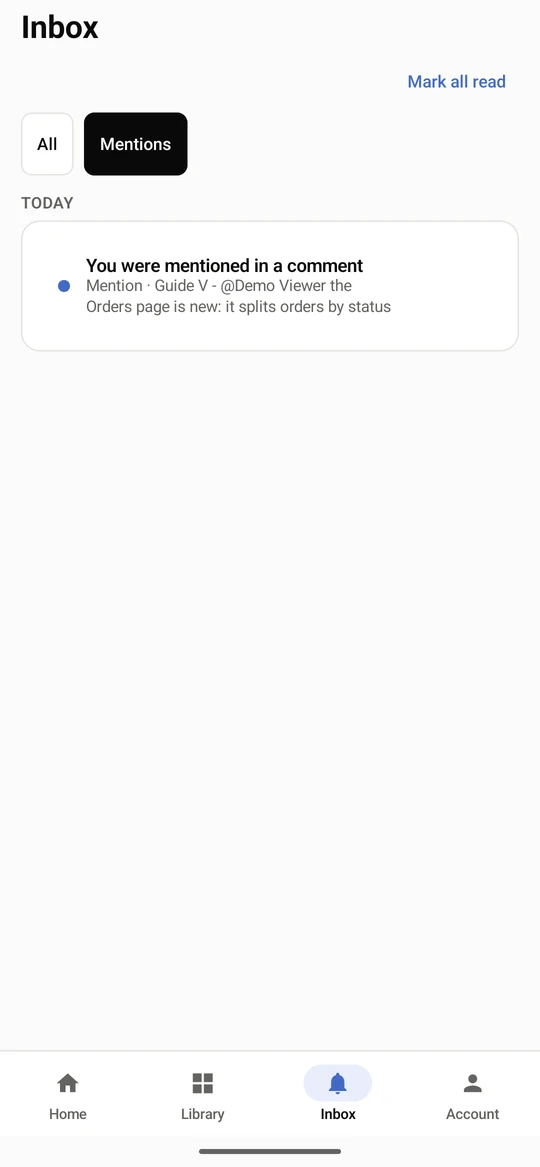 Choose Mentions to see only comments that name you.