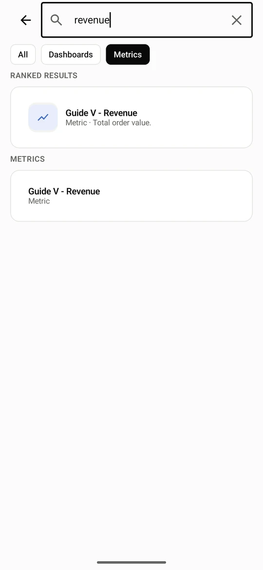 Choose Metrics to see only metrics.