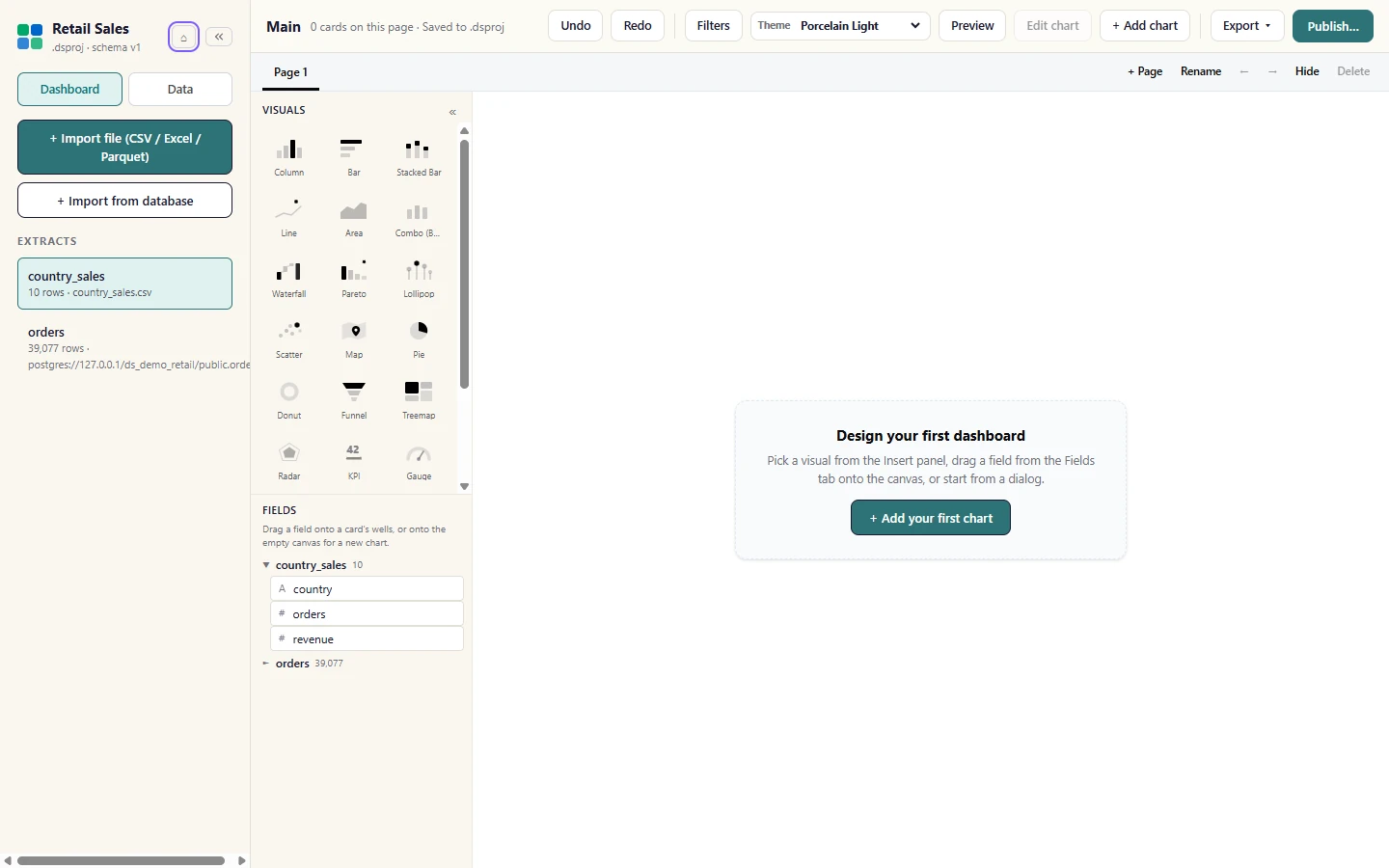The home button beside the project name returns to the start page, where you can open or create another project.