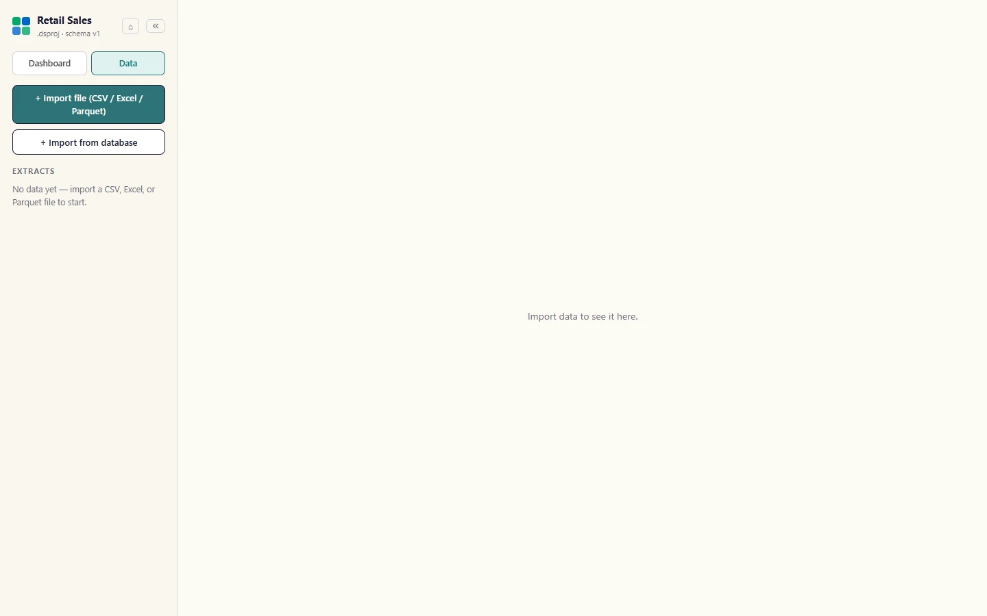Choose New project and pick where to save it. Studio creates the project as a .dsproj folder and opens it.